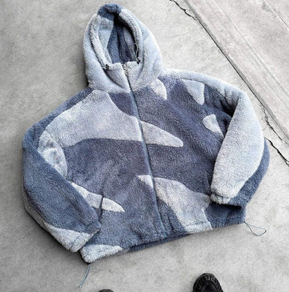 Blouson en laine d'agneau chaude à fermeture éclair pour homme
