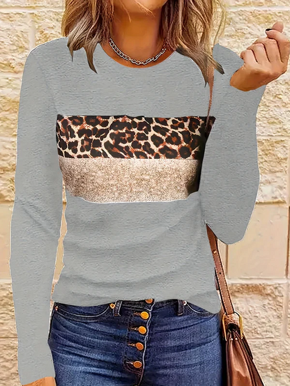 T-shirt manches longues Léopard Femme Chic