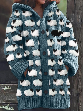 Addison – Cardigan motif mouton style rétro