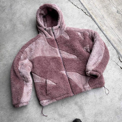 Blouson en laine d'agneau chaude à fermeture éclair pour homme