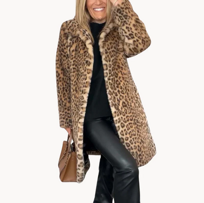 Veste d'hiver élégante pour femme à motif léopard