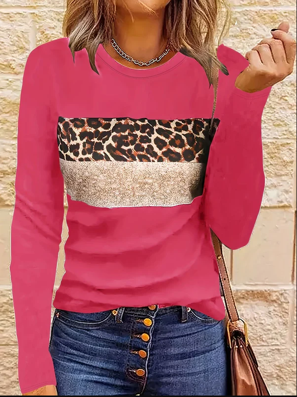 T-shirt manches longues Léopard Femme Chic