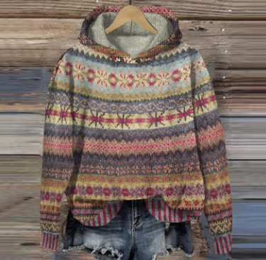 Kapuzenpullover Retro Style Damen - IdealeKleiden