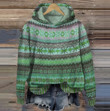 Sweat-shirt à capuche style rétro pour femme