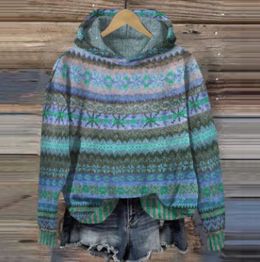 Sweat-shirt à capuche style rétro pour femme