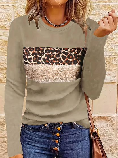 T-shirt manches longues Léopard Femme Chic