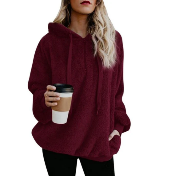 Sweat-shirt polaire col V zippé pour femme