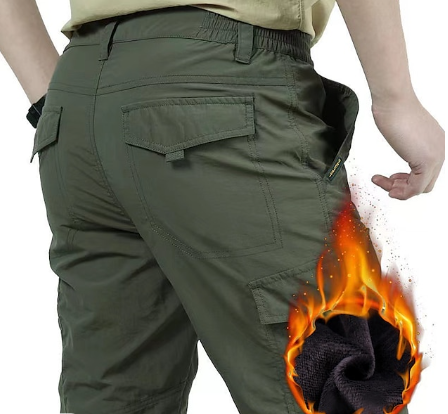 Herren Winterhose Cargostil Schwarz - IdealeKleiden