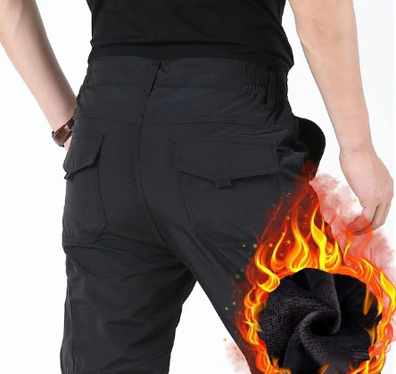 Pantalon cargo d'hiver noir pour hommes