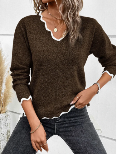 Pull en maille stylé avec col en V Design moderne