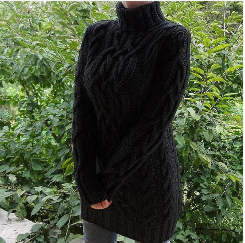 Pull tricoté main Motif crocheté