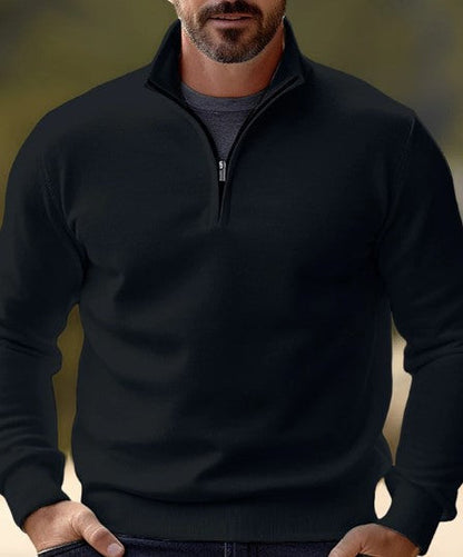 Pull-over confortable pour homme, col zippé, décontracté