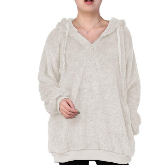 Sweat-shirt polaire col V zippé pour femme