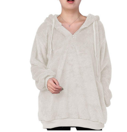Sweat-shirt polaire col V zippé pour femme