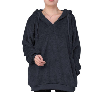 Sweat-shirt polaire col V zippé pour femme