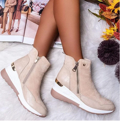 Bottes d'hiver chaudes montantes pour femme avec fermeture éclair