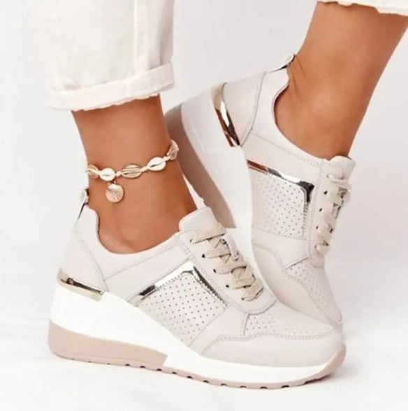 Chaussures à lacets en cuir Confort Talon compensé Automne