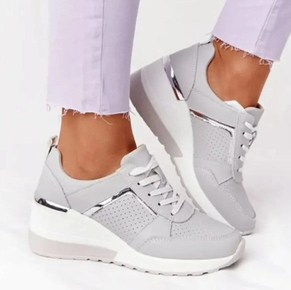 Chaussures à lacets en cuir Confort Talon compensé Automne