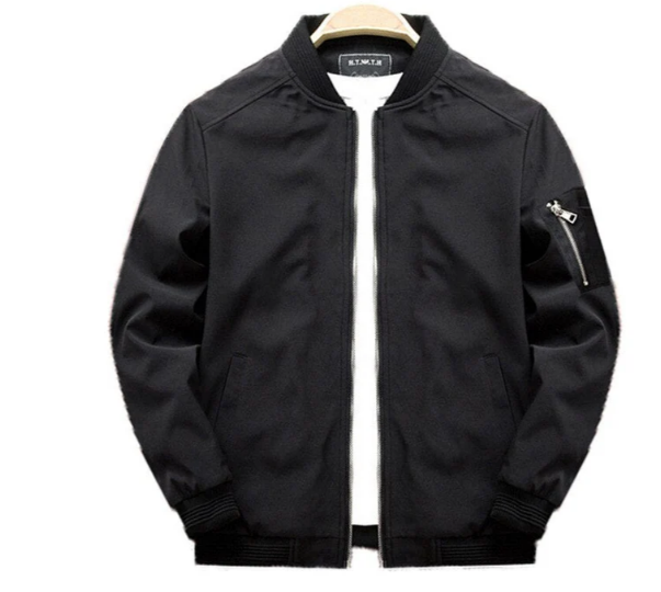 Veste mi-saison pour homme, fermeture éclair, revers aux manches