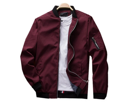 Veste mi-saison pour homme, fermeture éclair, revers aux manches