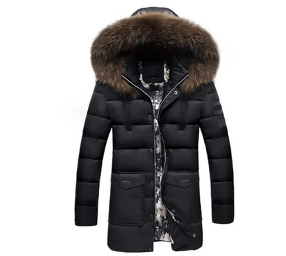 Veste mi-saison pour homme avec bordure en fourrure, élégante