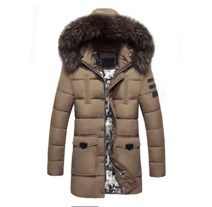 Veste mi-saison pour homme avec bordure en fourrure, élégante