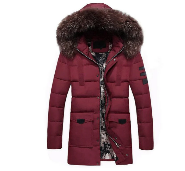 Veste mi-saison pour homme avec bordure en fourrure, élégante