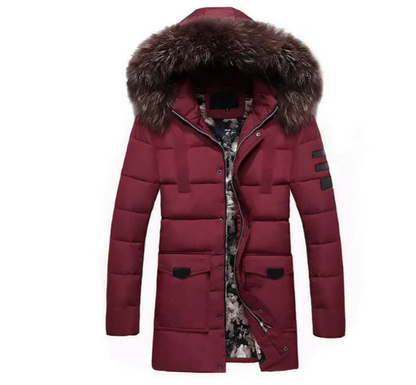 Veste mi-saison pour homme avec bordure en fourrure, élégante