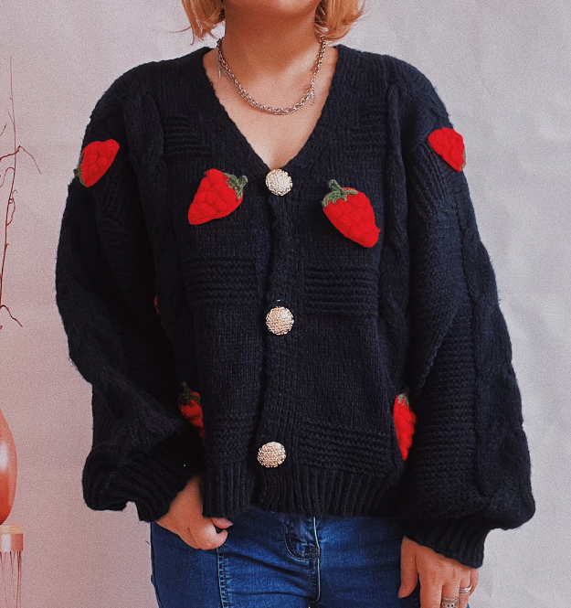 Gilet fraise ouvert style printemps