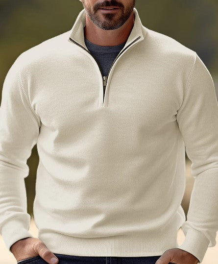 Pull-over confortable pour homme, col zippé, décontracté