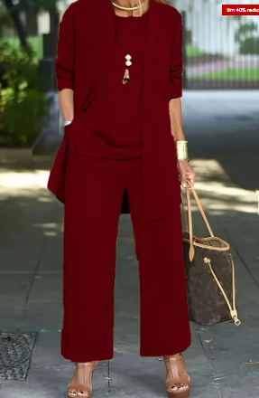 Ensemble tricoté pour femme : veste, pull et pantalon