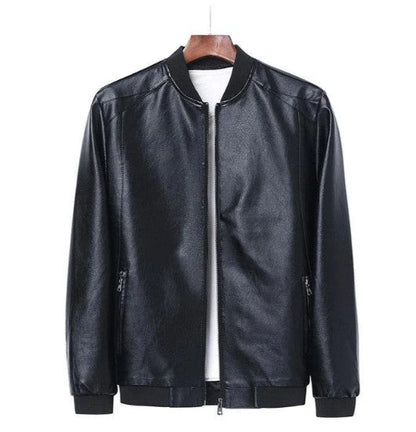 Blouson en cuir noir pour homme, coupe droite