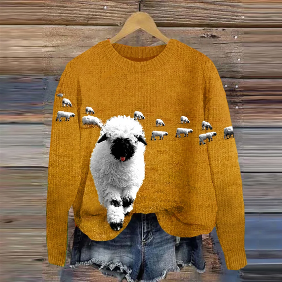 Thalia – Pull ras du cou motif mouton
