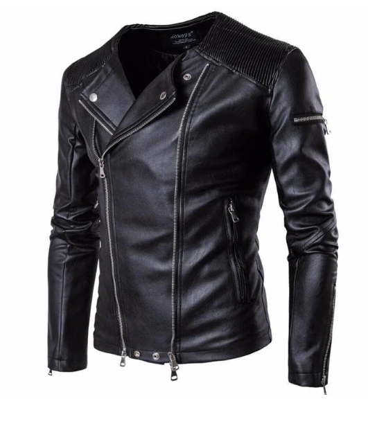 Blouson moto en similicuir style biker