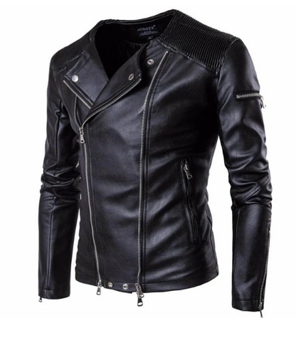Blouson moto en similicuir style biker