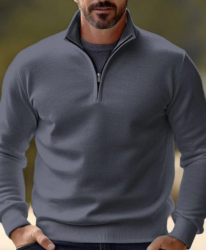 Pull-over confortable pour homme, col zippé, décontracté