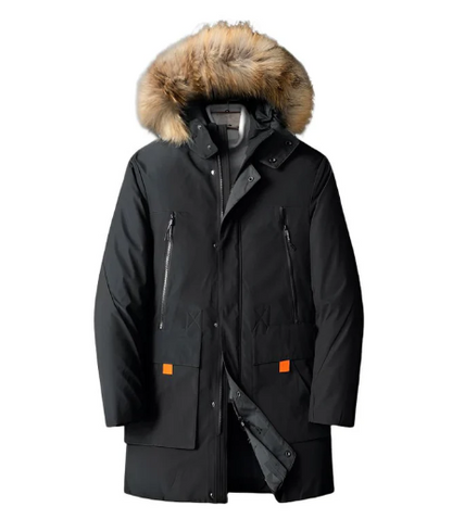 Parka chaud homme, capuche fourrure synthétique, manteau