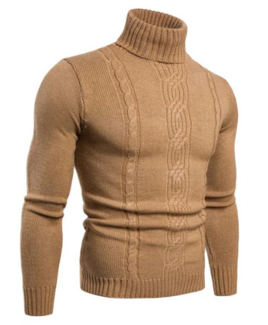 Herren Rollkragenpullover Zopf Muster Elegent - IdealeKleiden