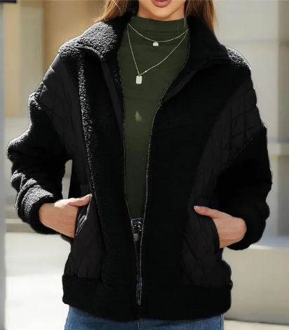 Veste Sherpa matelassée pour femme, chaude et élégante