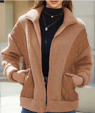 Doudoune matelassée douce pour femme en polaire Sherpa