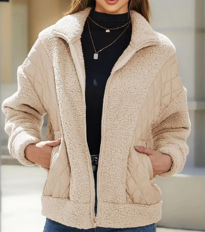 Veste Sherpa matelassée pour femme, chaude et élégante
