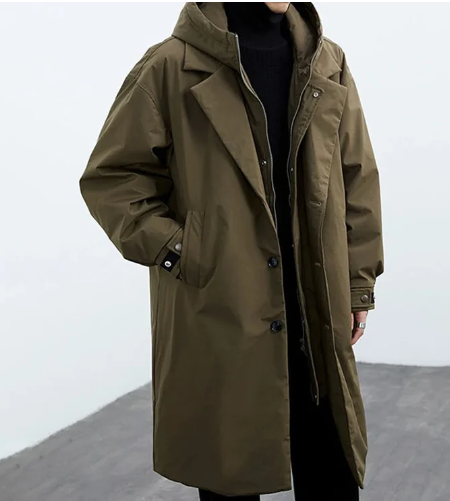Herren Trenchcoat XXL Kapuze Regenmantel - IdealeKleiden