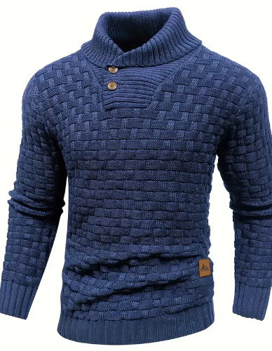Pull en tricot pour homme Col châle Fermeture boutonnée Élégant