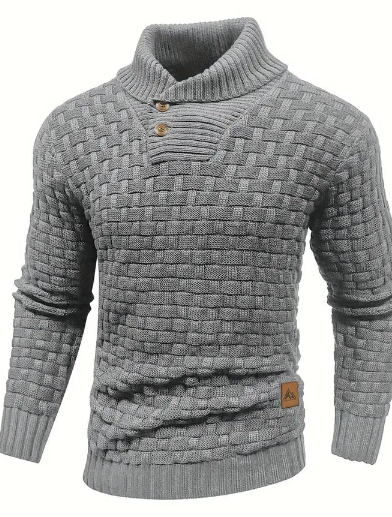 Pull en tricot pour homme Col châle Fermeture boutonnée Élégant