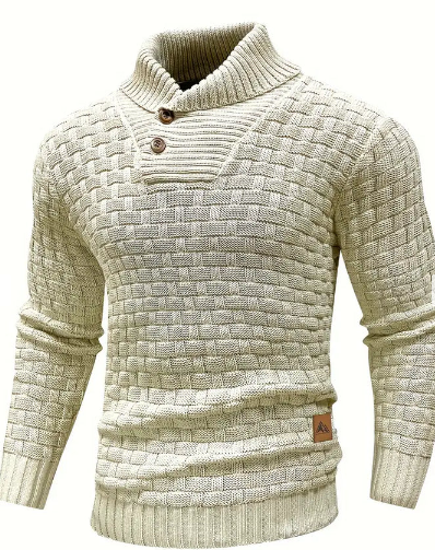Pull en tricot pour homme Col châle Fermeture boutonnée Élégant