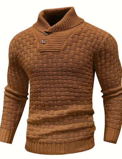 Pull en tricot pour homme Col châle Fermeture boutonnée Élégant