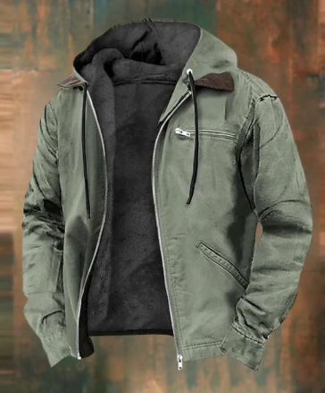 Veste robuste pour hommes Capuche Fermeture éclair Doux Polaire