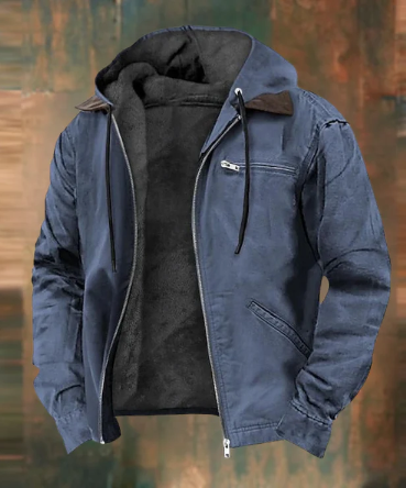 Veste robuste pour hommes Capuche Fermeture éclair Doux Polaire