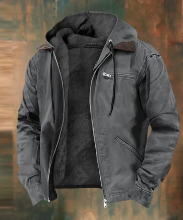 Veste robuste pour hommes Capuche Fermeture éclair Doux Polaire