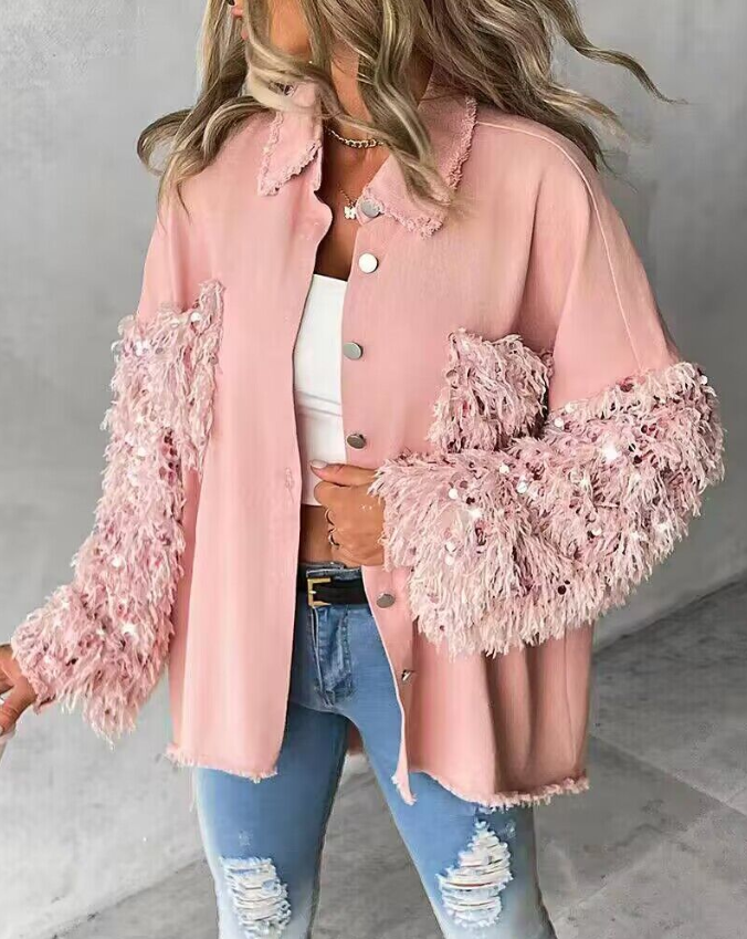 Isabella - Frühlingsjacke mit Pailletten Effekt - IdealeKleiden